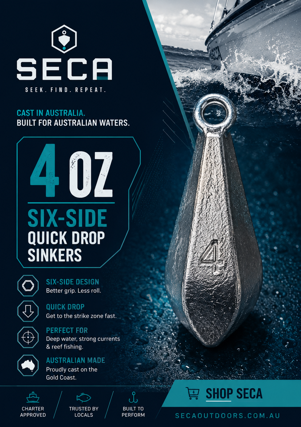 Six-Side Quick Drop 4oz Snapper Pack — 40 sinkers