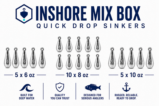 Inshore Mix Box — Six-Side Quick Drop 6oz, 8oz, 10oz