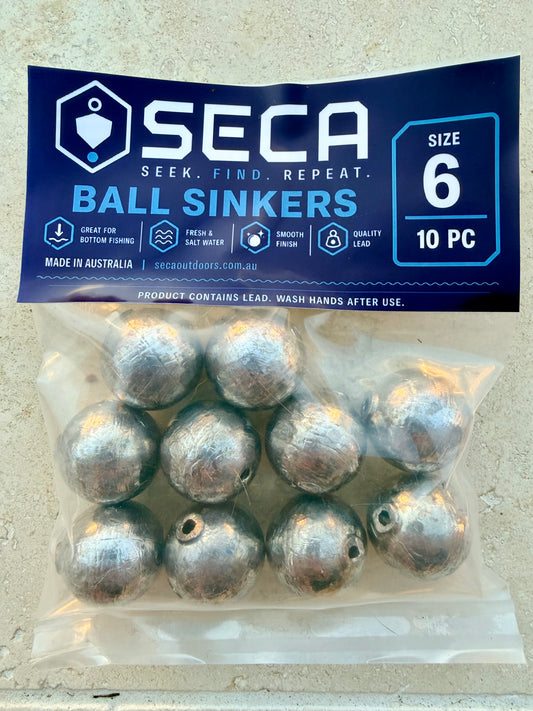 Australian Made Size 6 Ball Sinkers - 10 pack