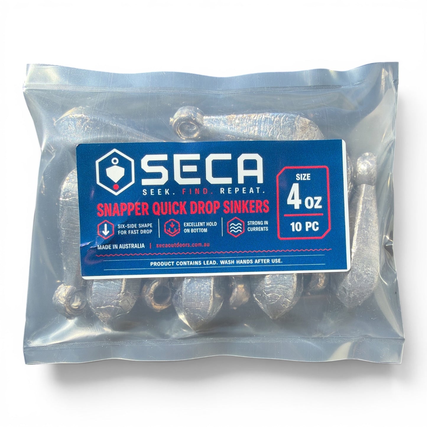 Australian Made 4 oz + 6oz Quick Drop Snapper Sinkers - 20 pack