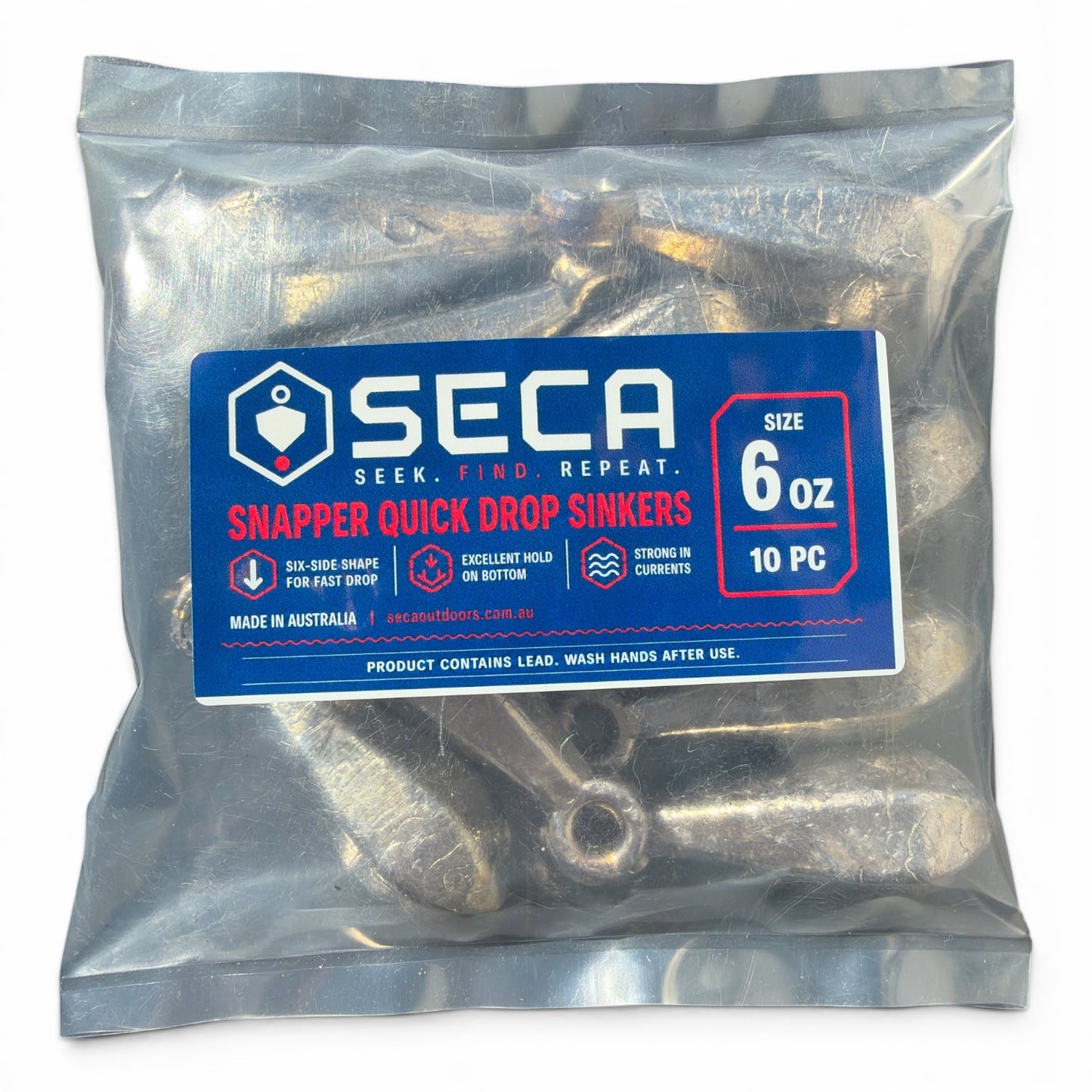 Australian Made 4 oz + 6oz Quick Drop Snapper Sinkers - 20 pack