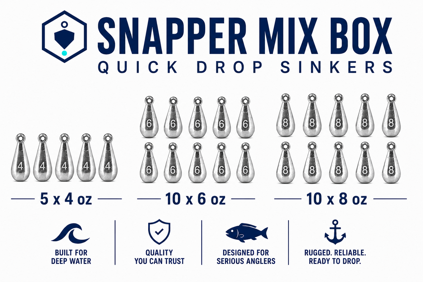 Snapper Mix Box — Six-Side Quick Drop 4oz, 6oz, 8oz